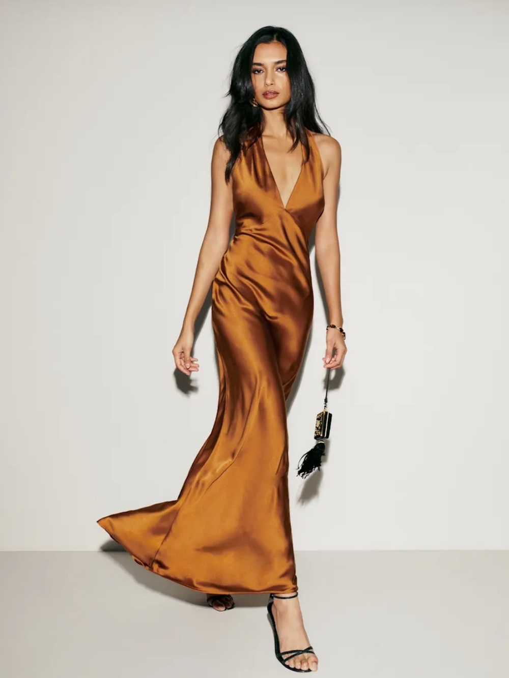 ✨NWT✨ Reformation Daniela Silk Halter Dress in Copper